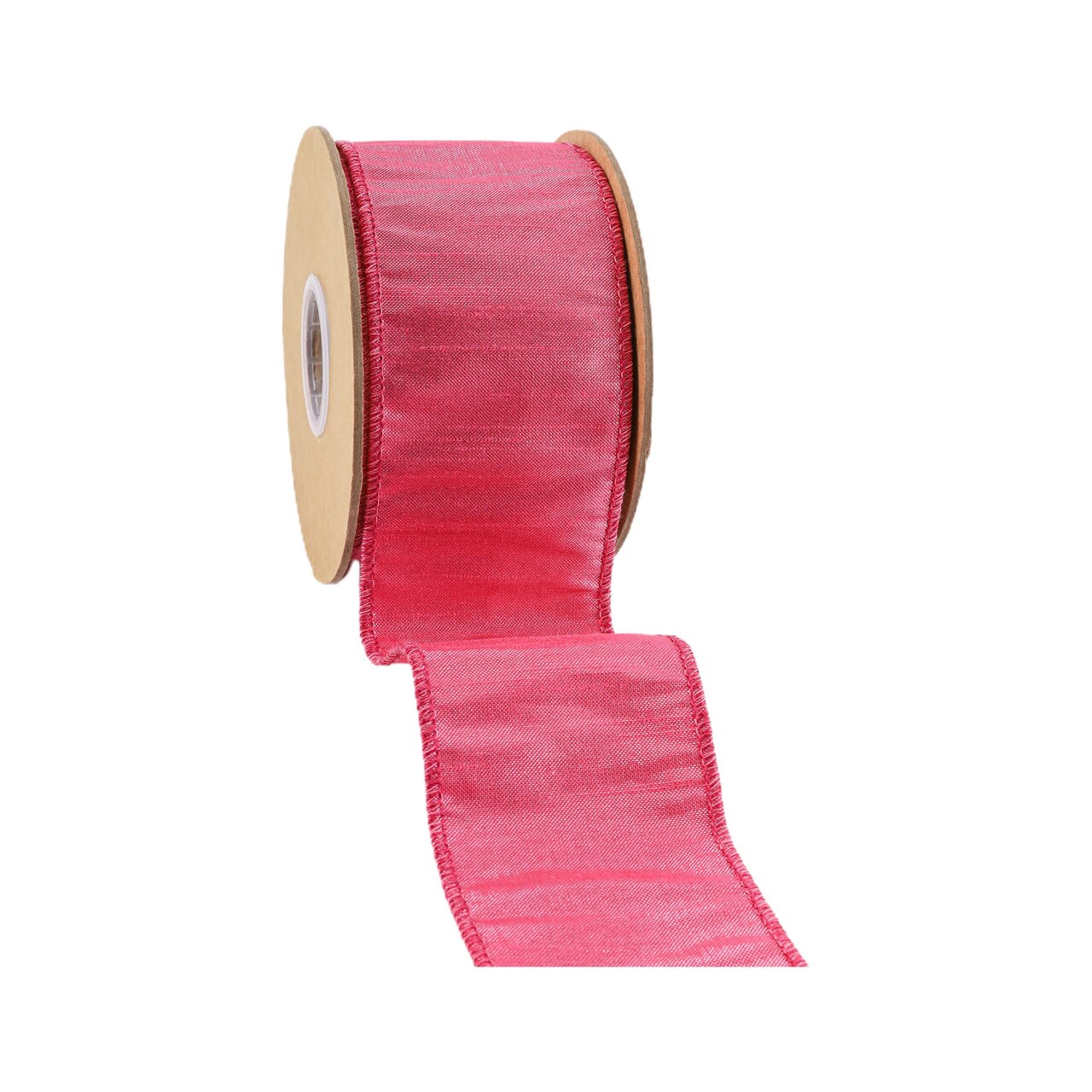 LaRibbons 2 1/2" Wired Metallic Dupioni Ribbon, Azalea, 10 Yard Roll